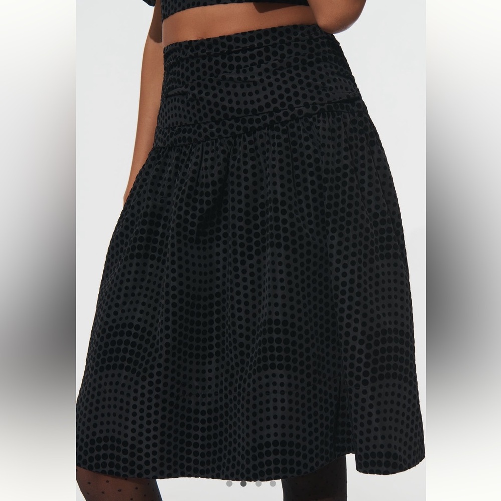 *Anthropologie Maeve Taffeta Dot Midi Skirt